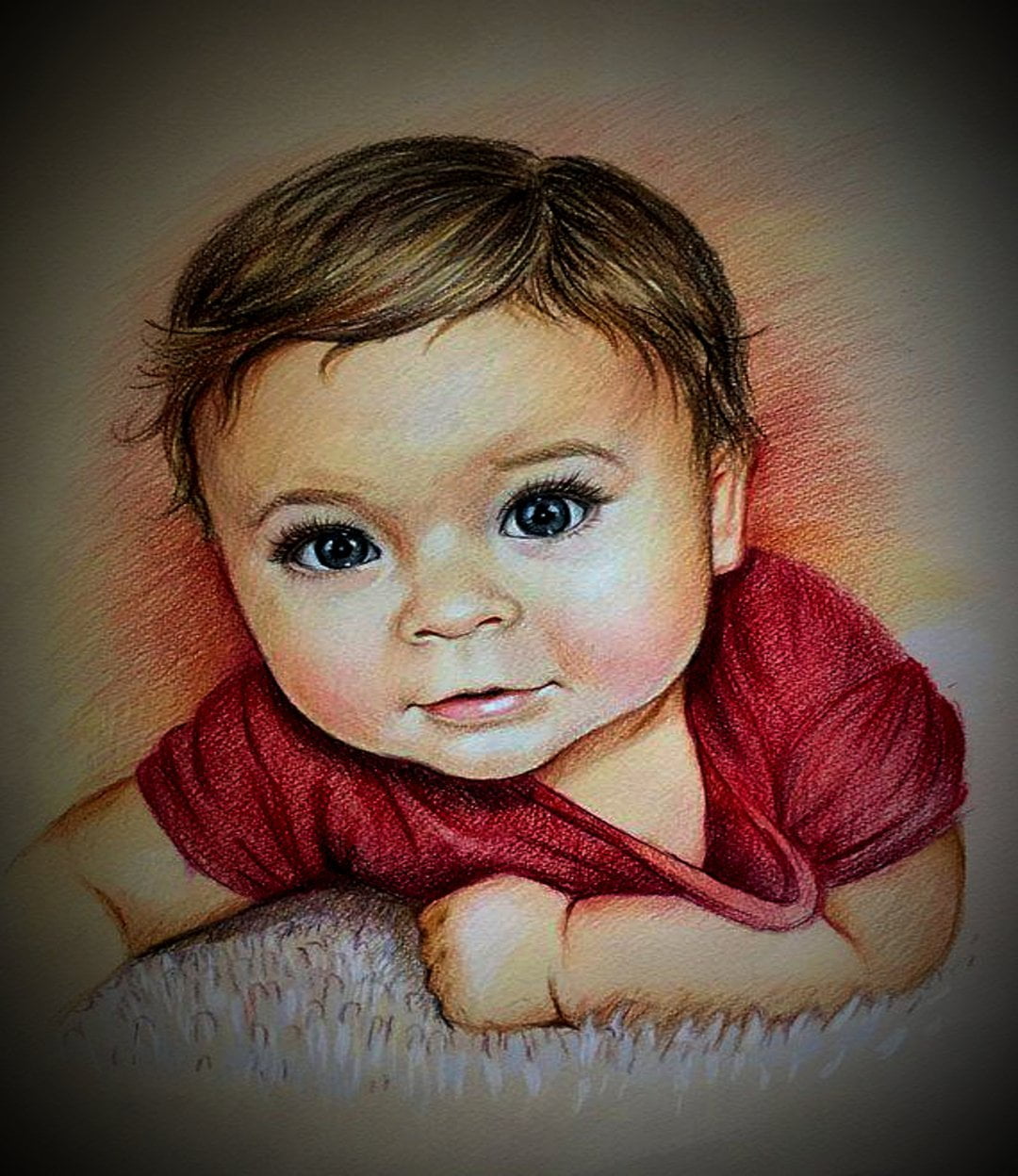 Baby Colored Pencil Painting From Photo | Handmade | Just In Canvas
